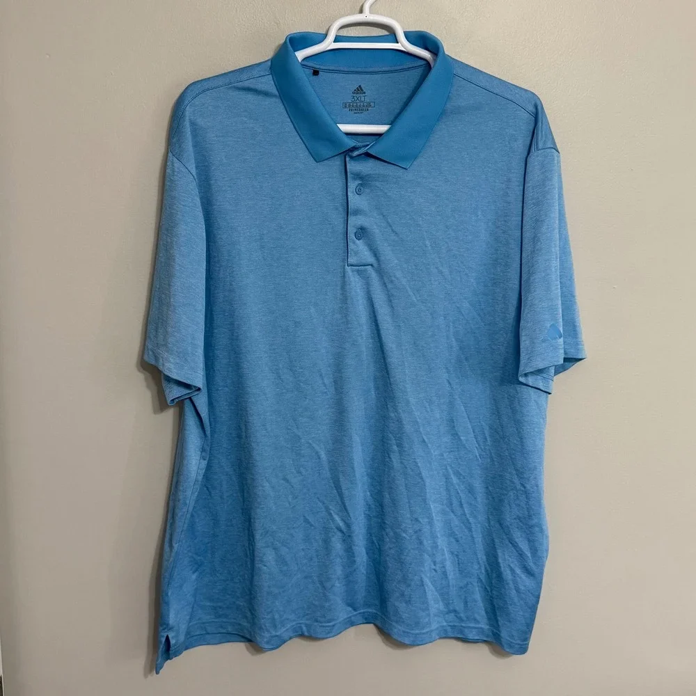 Adidas Mens 3XLT Blue Primegreen Performance Golf Polo Shirt